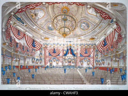 1868 Democratic National Convention fand in New York Citys Tammany Hall statt. Stockfoto