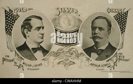 1896 demokratische Kandidat für das Präsidentenamt, William J. Bryan und sein Running Mate, Arthur Sewall.  Bryan, an Alter 36, gewann die Stockfoto