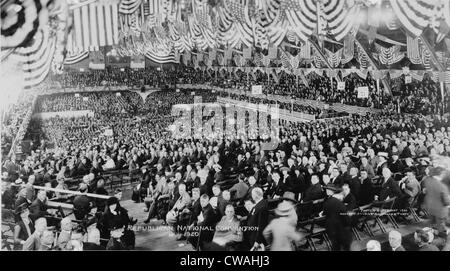 1920 nominiert Republikaner Warren Harding.  Weitblick der Kongressteilnehmer auf Chicago Convention. Stockfoto