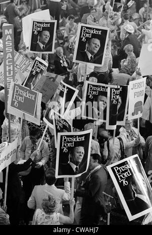 1976-Republikaner. Demonstration für Amtsinhaber Präsident Gerald Ford im Konvent Stock. Stockfoto