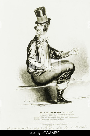 Frank S. Chanfrau, US-amerikanischer Schauspieler, der bekannt am besten für seinen Charakter Mose, in dem Stück NEW YORK AS ist. 1848. Stockfoto