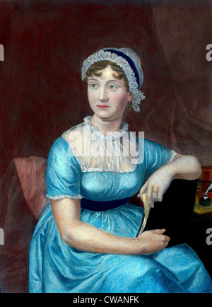 Englische Schriftstellerin Jane Austen (1775-1817) und Autor von bleibendem klassischen Roman über Mittelklasse-englische Leben und Balz. Stockfoto