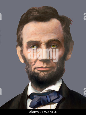 Abraham Lincoln (1809-1856).  Moderne Porträt anhand Alexander Gardner 1863 Foto. Stockfoto