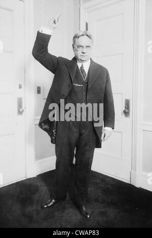 Hiram W. Johnson, (1866-1945), der republikanische Senator von Kalifornien, von 1917 bis 1945, mit einer geballten Faust. Ca. 1920 Stockfoto