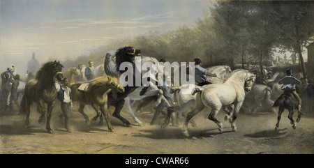DIE Pferdemesse (1855), von der französischen Künstlerin Rosa Bonheur (1822-1899). Das Original hängt im Metropolitan Museum of Stockfoto