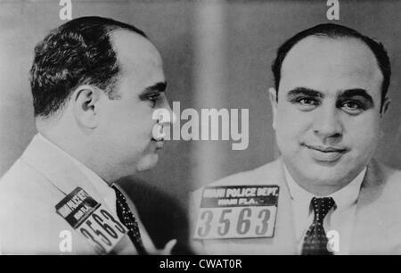 Al Capone (1899-1847), Verbot Ära Gangsterboss in 1931 Fahndungsfoto gemacht durch die Polizei von Miami. Stockfoto