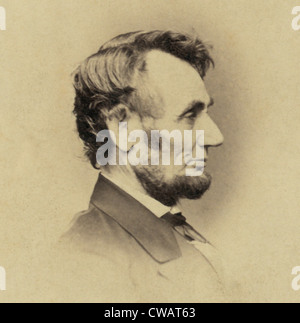 Präsident Abraham Lincoln (1809-1865) in Profilbildnis des 9. Februar 1864. Von Anthony Berger von Bradys Studio. Stockfoto