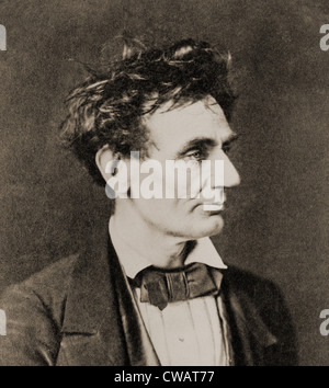 Abraham Lincoln (1809-1865), am 28. Februar 1857, vor dem Senat-Nominierung.  Lincoln musstest seine Haare vor dem Bild Stockfoto