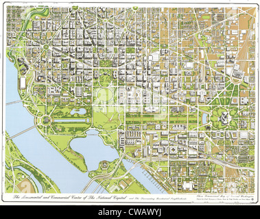 Washington, D.C. dreidimensionale Ansicht des District Of Columbia. 1996 Stockfoto