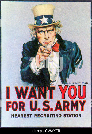 UNCLE SAM "I Want You" Armee Rekrutierung Plakat aus dem Weltkrieg I. Höflichkeit: CSU Archive / Everett Collection Stockfoto