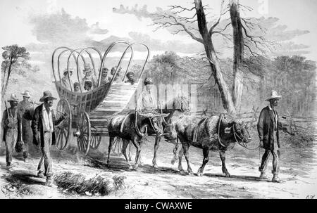 Feldzüge des entlaufenen Sklaven Kreuzung in Gebiet der Union in Virginia, von Leslies wöchentlich, 1864 Stockfoto