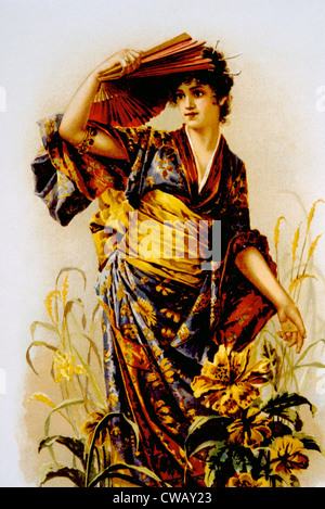 Frau trägt einen Kimono aus einer Lithographie datiert 1895. Foto: Courtesy Everett Collection Stockfoto