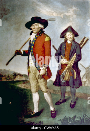 Schottische Golfer und sein Caddy, Gemälde von j. F. Abbott, 1790. Stockfoto