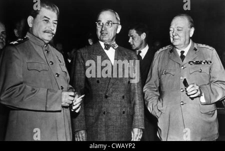 Die Potsdamer Konferenz, Josef Stalin, Harry S. Truman, Winston Churchill, 1945. Stockfoto