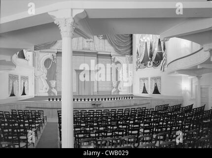 Theater, Ford es Theater, Ort der Ermordung von Präsident Abraham Lincoln, Interieur, Bühne und Präsidentschaftswahlen box aus Stockfoto