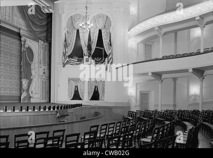 Theater, Ford es Theater, Ort der Ermordung von Präsident Abraham Lincoln, Innenraum, Presidential Box von Orchester, Stockfoto
