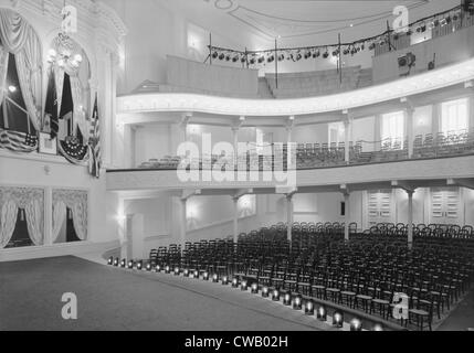 Theater, Ford es Theater, Ort der Ermordung von Präsident Abraham Lincoln, Interieur, Orchester und Balkonen aus Bühne, Stockfoto