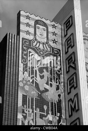 Kinos, The Paramount Theatre, Detail Fassade, Außenbereich, 2025 Broadway, Oakland, Kalifornien, ca. 1932. Stockfoto