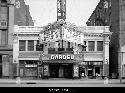 Kinos, The Garden Theater, LE MANS, zeigen Darsteller Steve McQueen, Baujahr 1927, 12.10.14, Westen North Avenue, Stockfoto