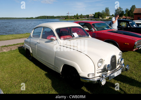 Saab 95 schwedische Oldtimer Schweden Autos Foglight Nebelscheinwerfer Stockfoto