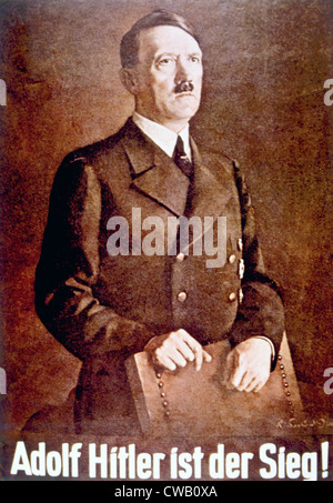 Adolf Hitler (1889-1945) in "Adolf Hitler ist Sieg!"-Plakat, ca. 1940 Stockfoto