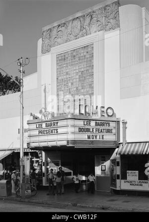 Kinos, Theater Cameo, Festzelt liest: "Lee Barry präsentiert Double Feature Film", Foto von Walter Smalling, Miami Stockfoto