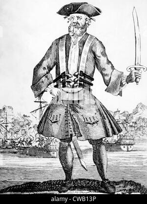 Blackbeard (aka Edward Teach) (alias Edward Thatch), englischer Pirat, starb 1718. Stockfoto