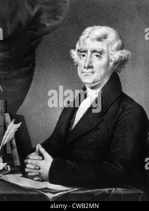 Thomas Jefferson (1743-1826), US-Präsident (1801-1809), Lithographie von Nathaniel Currier nach Gemälde von Gilbert Stuart Stockfoto