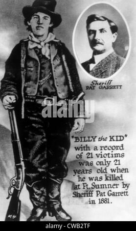 William H. Bonney (aka Billy the Kid) mit Einsatz von Sheriff Pat Garrett, der ihn getötet Stockfoto