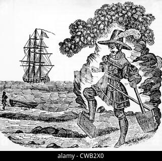 Captain William Kidd, (ca. 1645-1701), britischer Freibeuter und Piraten gezeigt, eine Bibel in der Nähe von Plymouth Sound begraben sein zu starten Stockfoto