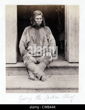 Native American Indian Chief, "Garry Chef Spokan", Detail aus Diptychon mit dem Titel: "Garry Spokan Chef und drei seiner Stockfoto
