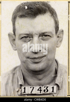 Der Vogelmann von Alcatraz. Fahndungsfoto von Robert Stroud aus seinem Leavenworth Penitentiary Datei Karteikarte. ca. 1940-1942 Stockfoto