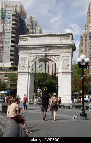 Bogen Sie am Washington Square in New York City. Stockfoto
