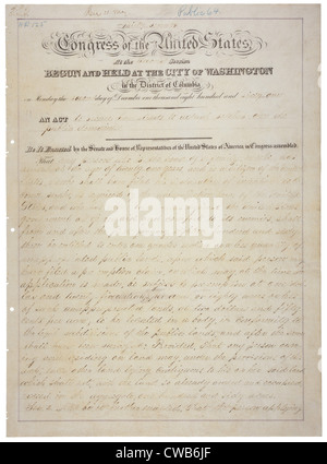 Homestead Act. Ein Vereinigte Staaten Bundesgesetz, das gab ein Antragsteller Freehold Titel auf 160 Hektar (ein Viertel Abschnitt oder etwa 65 Stockfoto