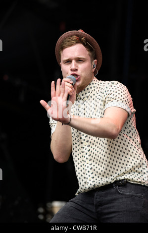 Olly Murs spielt V Festival am 19.08.2012 im Hylands Park, Chelmsford. Personen im Bild: Olly Murs. Bild von Julie Edwards Stockfoto