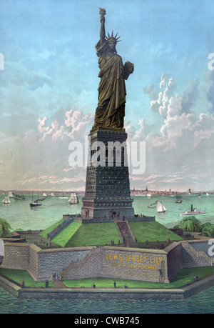 Statue of Liberty. Freiheit die Welt erleuchtet; Die kolossale Statue von Bartholid. Präsentiert von den Franzosen nach Amerika. Stockfoto