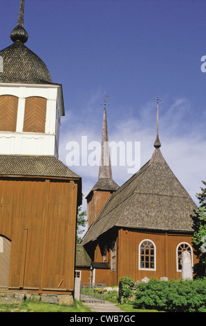 18. Jahrhundert Ulrica Eleonora Kirche und der Glockenturm in Kristinestad, Finnland Stockfoto