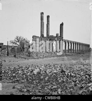 Der Bürgerkrieg. Charleston, South Carolina. Ruinen der North Eastern Railroad Depot, 1865 Stockfoto