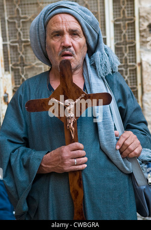 Ägyptische Kopten Pilger besuchen die Kirche des Heiligen Grabes in Jerusalem Israel während Ostern Stockfoto