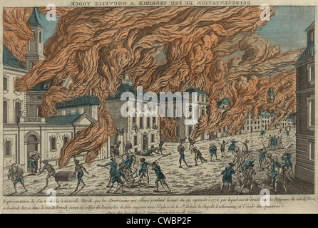 New York City Feuer des 21. / 22. September 1776 verbraucht 25 % der Stadtstrukturen wurde wahrscheinlich von Patrioten nach gesetzt Stockfoto
