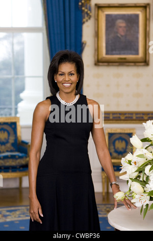 Michelle Obama (1964-), in ihrem offiziellen Porträt als First Lady der Vereinigten Staaten. 2009. Stockfoto