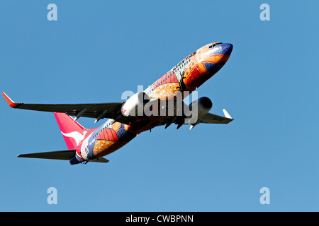 Qantas-Flugzeug Yanany träumen nur nach abheben Stockfoto