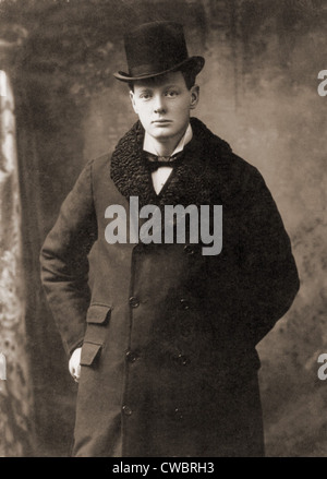 Winston Churchill (1874-1965) im Jahre 1900, bei einem Besuch in Boston, USA. Stockfoto