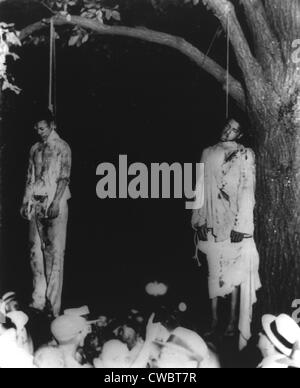 Zwei gelyncht afroamerikanische Männern hängen von Baum in Marion, Indiana. Ca. 1930er Jahre. Stockfoto