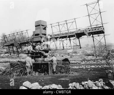 Radar setzen SCR-268, dient zur Steuerung von Flak Geschützfeuer, betrieben von einer fünfköpfigen Besatzung in Italien während des zweiten Weltkriegs. Stockfoto