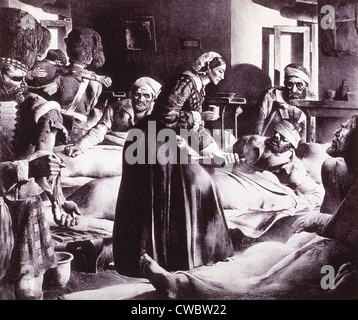 Florence Nightingale (1820-1910), Betreuung der Soldaten in Scutari, einem Vorort von Istanbul (über den Bosporus aus Istanbul) Stockfoto