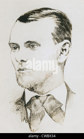 Jesse James (1847-1882), US-amerikanischer Räuber und Outlaw. Zeichnung aus einem Foto gemacht. Stockfoto