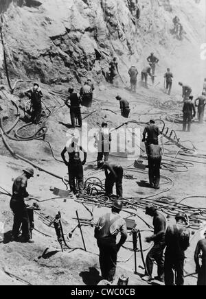 Bohrer, Aushub der dam-Stiftung auf der Nevada-Seite des Boulder dam, Aushub der dam-Stiftung. 1933. Stockfoto