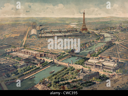 Panoramablick auf der Weltausstellung in Paris 1900. Mehrere Gebäude der Ausstellung sind noch gebräuchlich, einschließlich Gare de Stockfoto