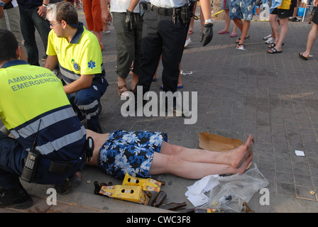 Spanien, Mallorca, bewusstlosen Mann am Ballermann Stockfoto